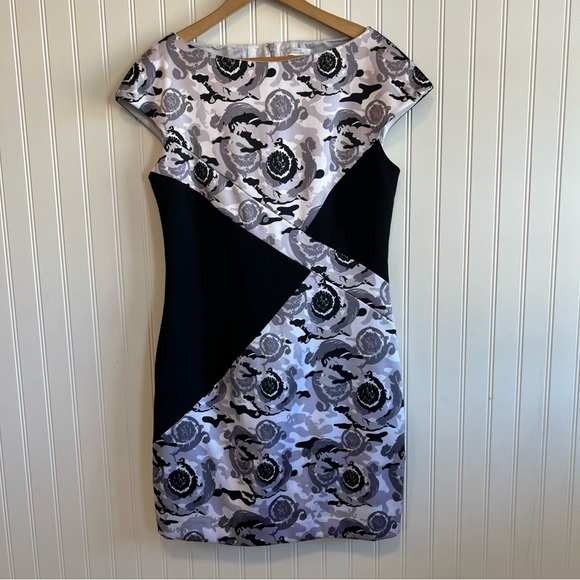 Versace collection sheath dress black white gray office size 46  US 10 black tie - Picture 1 of 9
